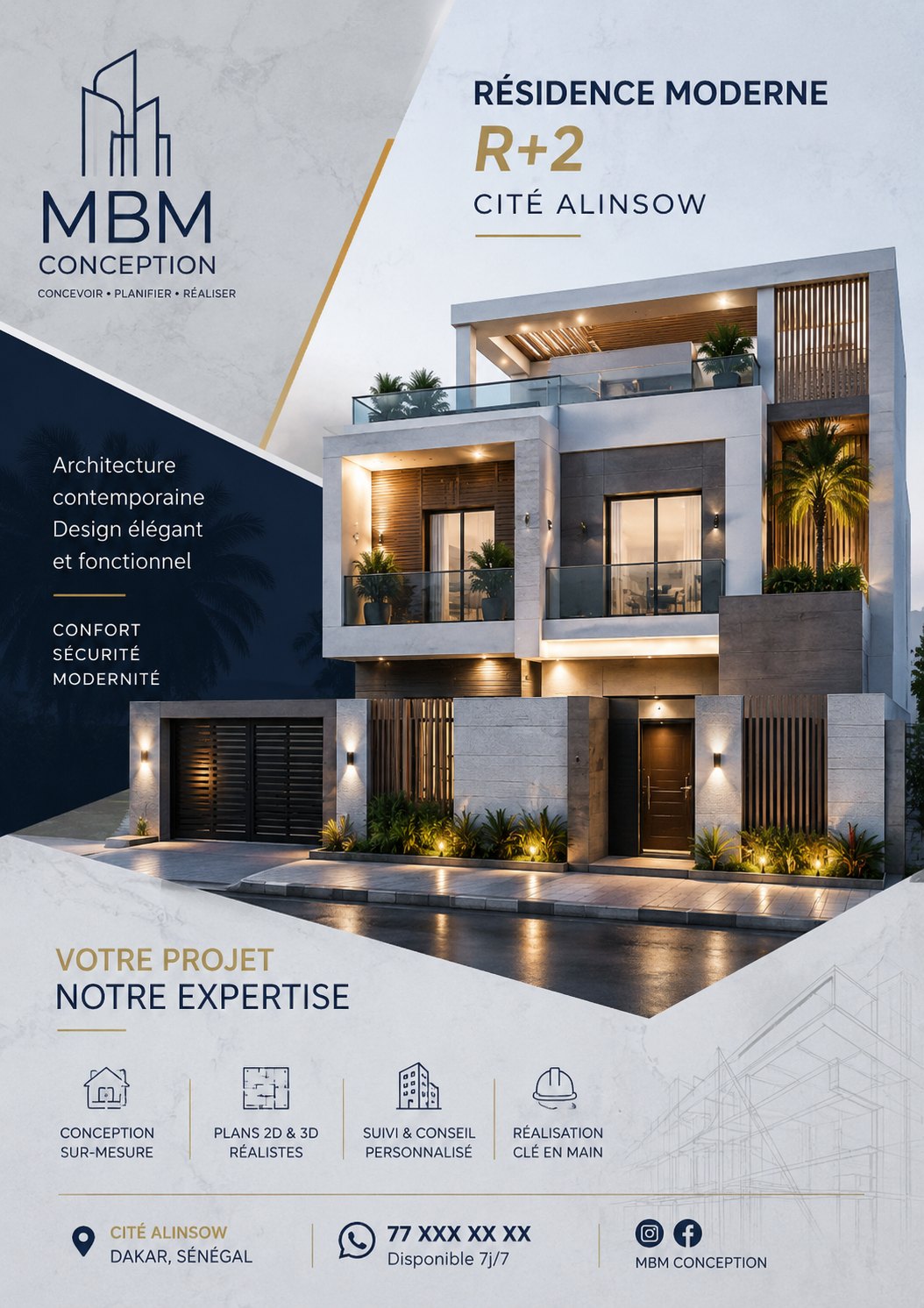 Résidence Moderne R+2 — Cité Alinsow, Dakar
